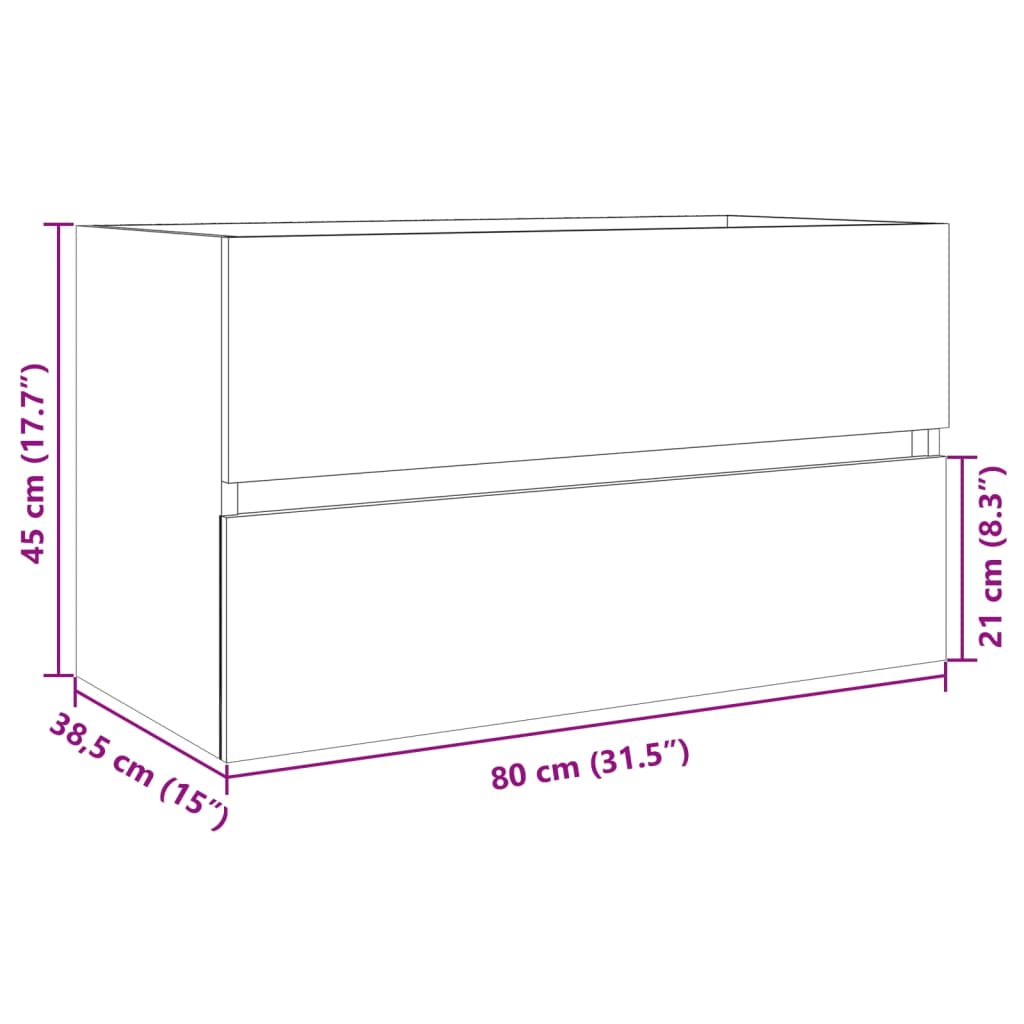 Wastafelkast 80x38,5x45 cm spaanplaat sonoma eikenkleurig