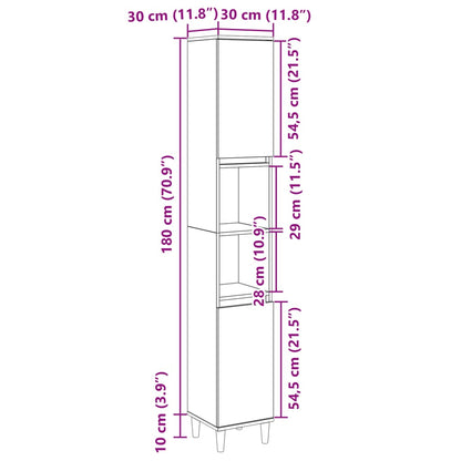 Badkamerkast 30x30x190 cm bewerkt hout sonoma eikenkleurig