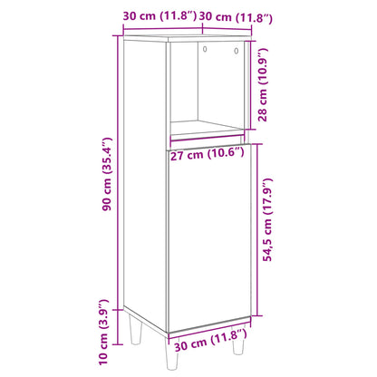 Badkamerkast 30x30x100 cm bewerkt hout sonoma eikenkleurig