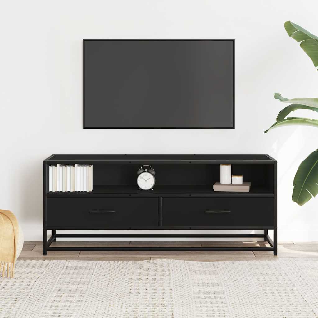 Tv-meubel 100x34,5x40 cm bewerkt hout en metaal zwart