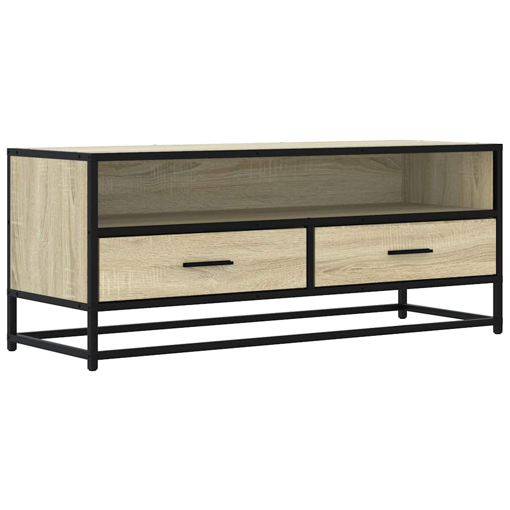 Tv-meubel 100x34,5x40cm bewerkt hout metaal sonoma eikenkleurig