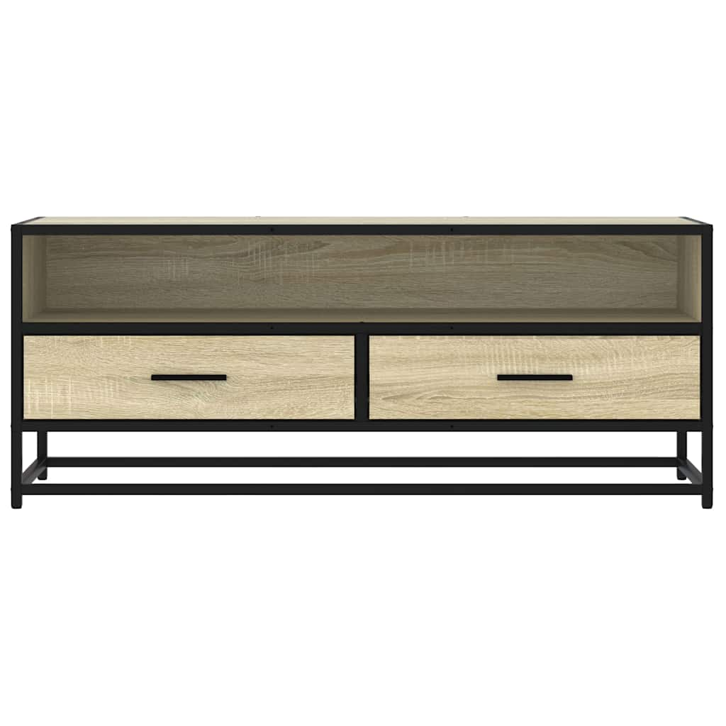 Tv-meubel 100x34,5x40cm bewerkt hout metaal sonoma eikenkleurig