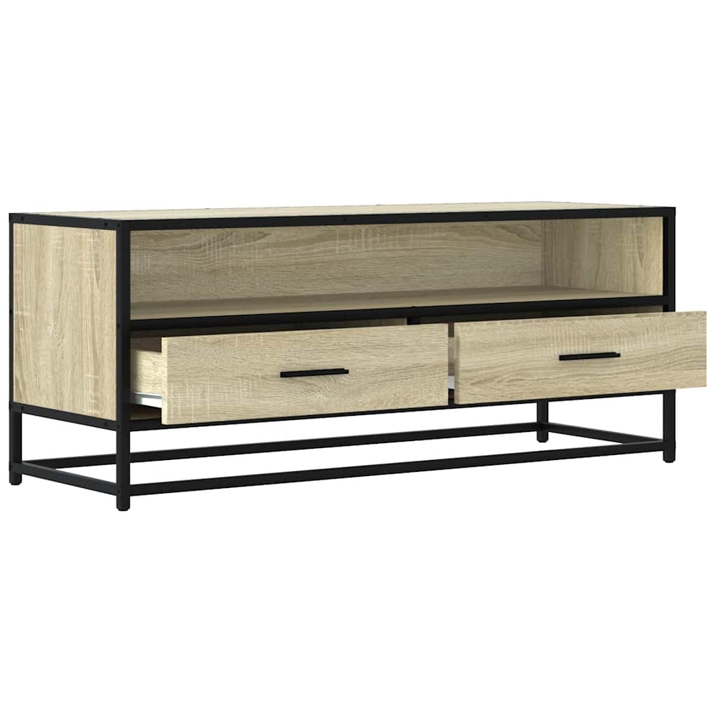 Tv-meubel 100x34,5x40cm bewerkt hout metaal sonoma eikenkleurig