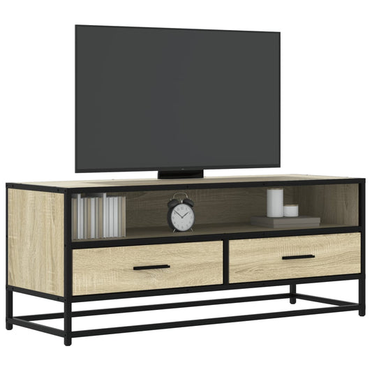 Tv-meubel 100x34,5x40cm bewerkt hout metaal sonoma eikenkleurig