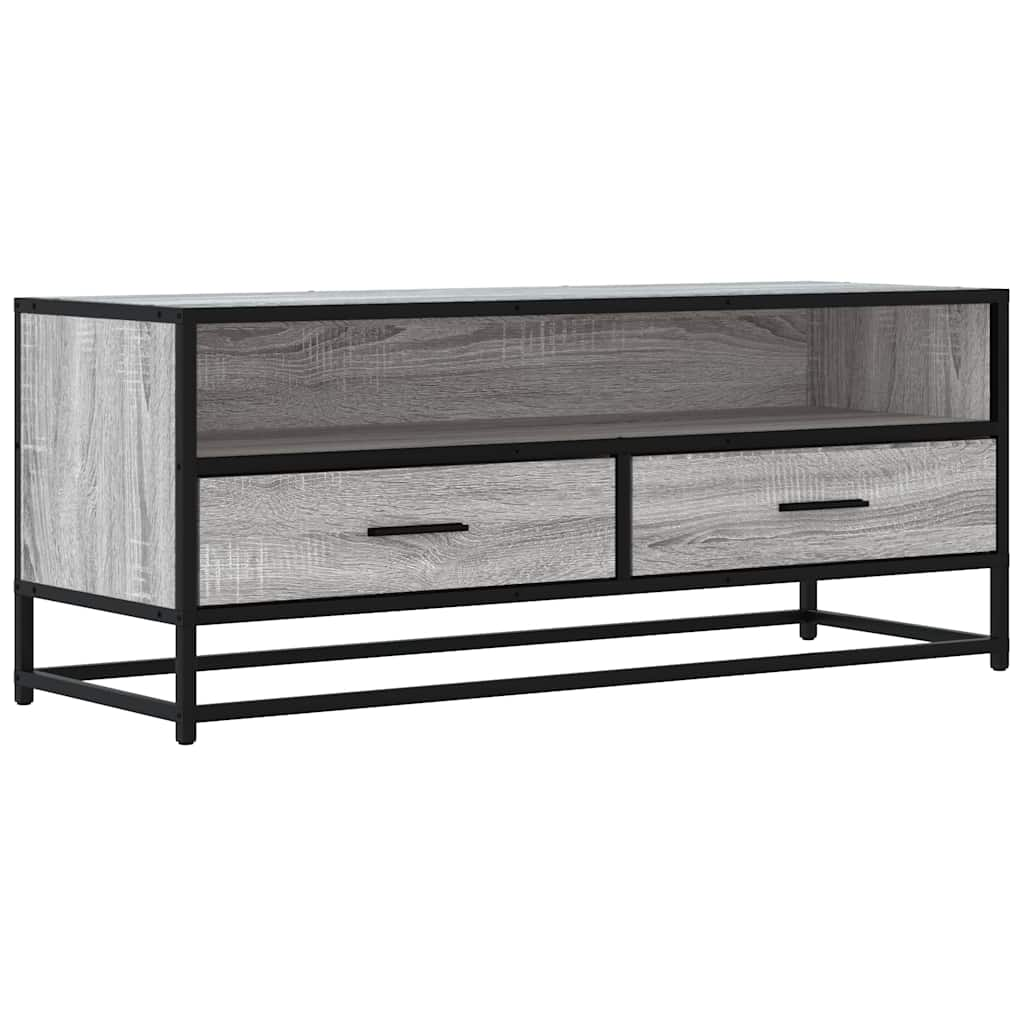 Tv-meubel 100x34,5x40 cm bewerkt hout metaal grijs sonoma eiken