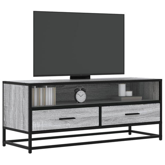 Tv-meubel 100x34,5x40 cm bewerkt hout metaal grijs sonoma eiken