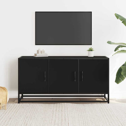 Tv-meubel 100x35x50 cm bewerkt hout en metaal zwart