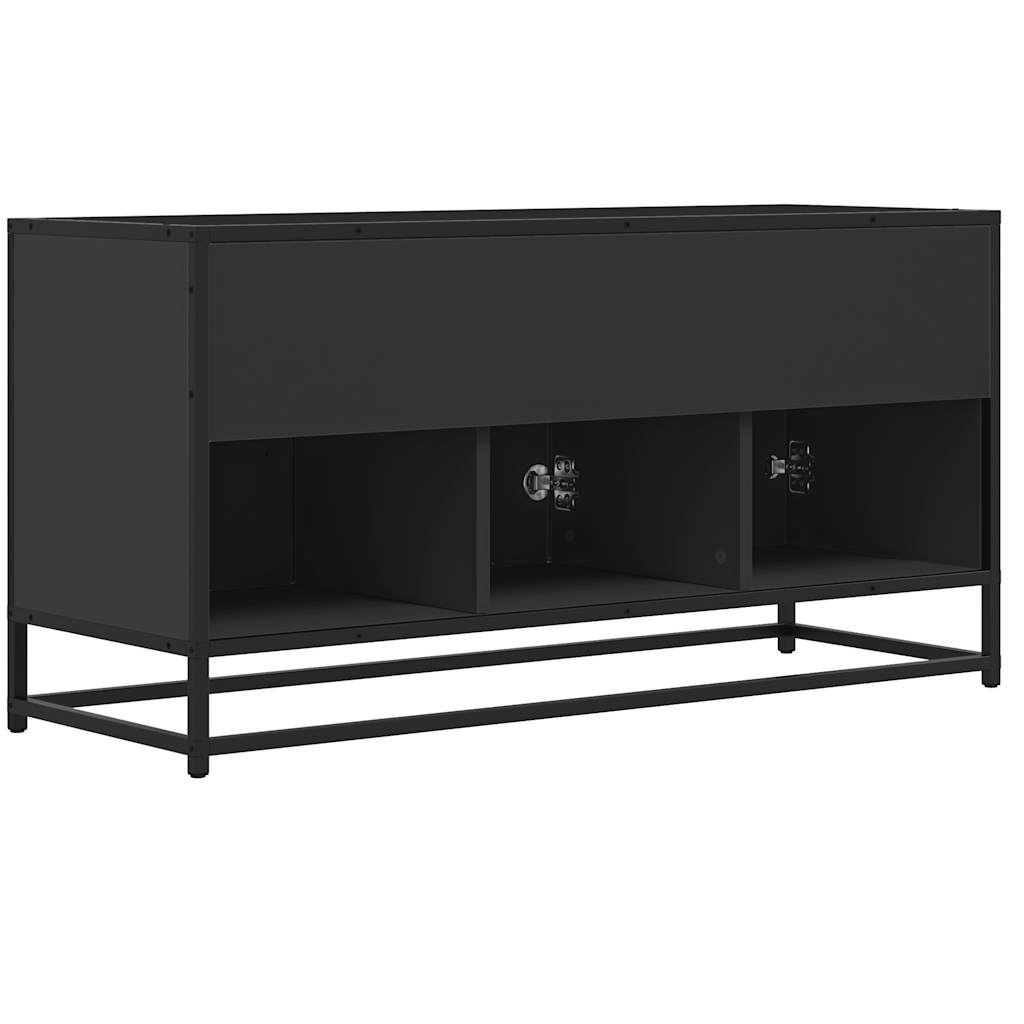 Tv-meubel 100x35x50 cm bewerkt hout en metaal zwart