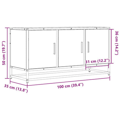 Tv-meubel 100x35x50 cm bewerkt hout en metaal zwart