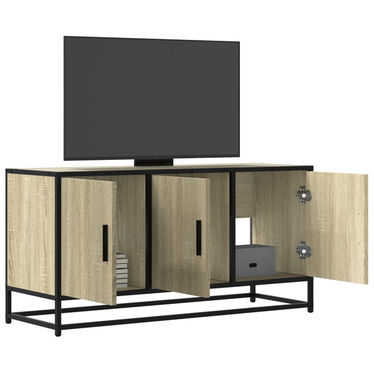 Tv-meubel 100x35x50 cm bewerkt hout metaal sonoma eikenkleurig