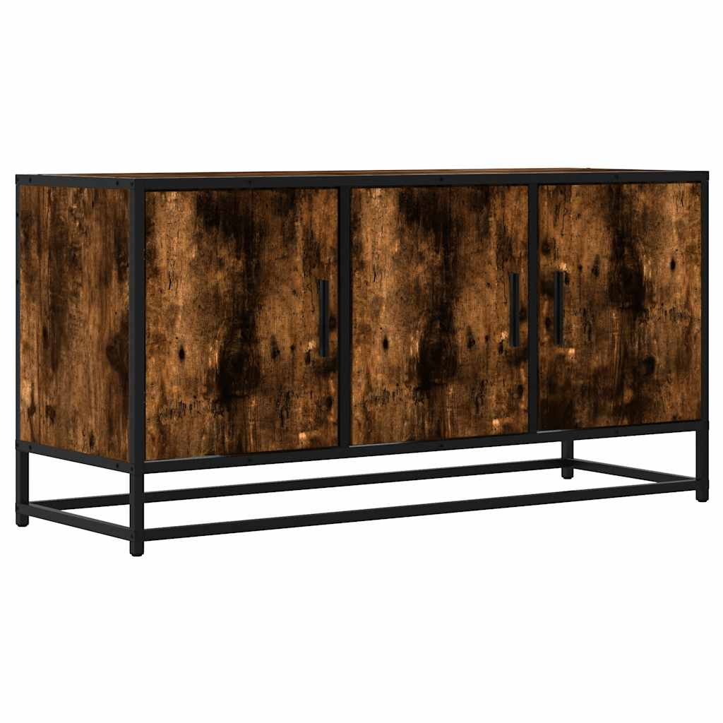 Tv-meubel 100x35x50 cm bewerkt hout metaal gerookt eikenkleurig