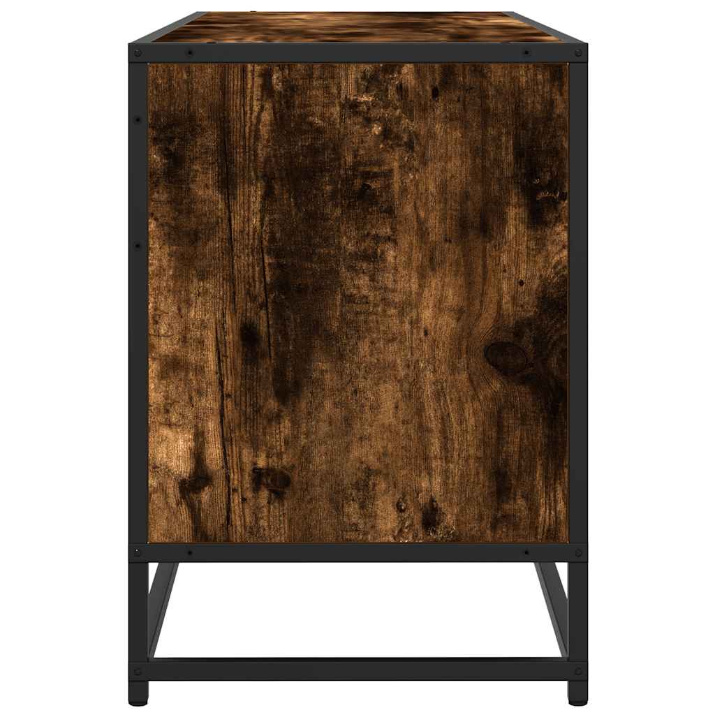 Tv-meubel 100x35x50 cm bewerkt hout metaal gerookt eikenkleurig