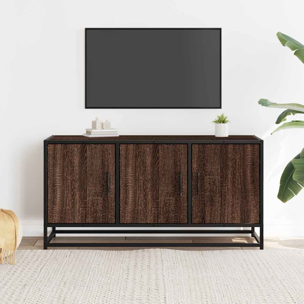 Tv-meubel 100x35x50 cm bewerkt hout metaal bruin eikenkleur