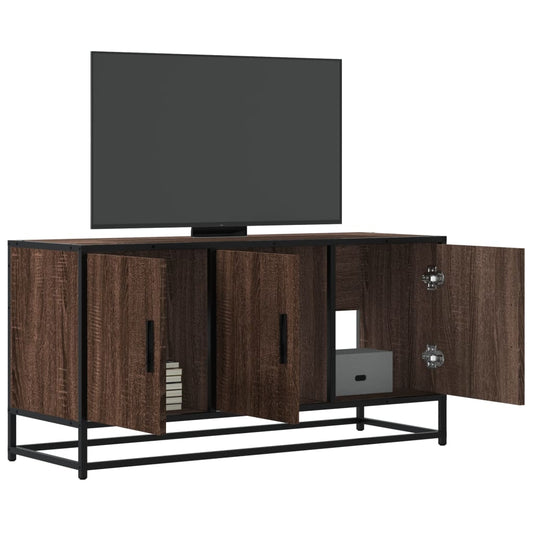 Tv-meubel 100x35x50 cm bewerkt hout metaal bruin eikenkleur