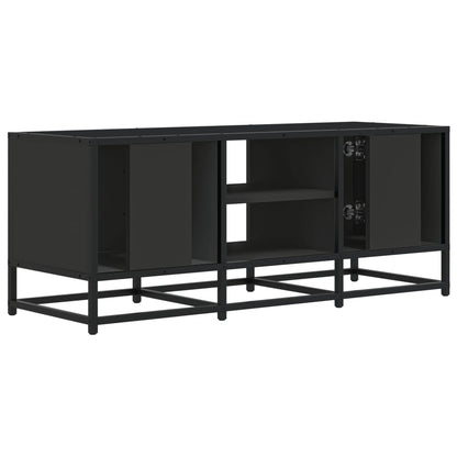 Tv-meubel 100x35x41 cm bewerkt hout en metaal zwart