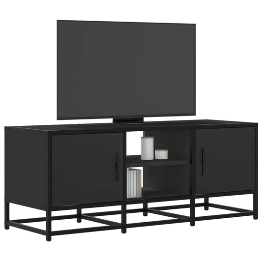 Tv-meubel 100x35x41 cm bewerkt hout en metaal zwart