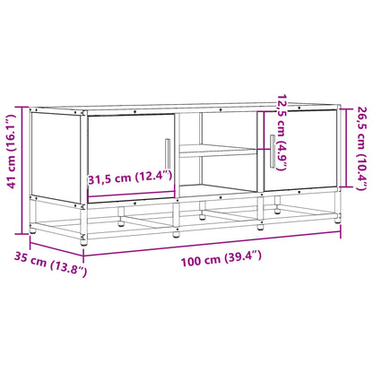 Tv-meubel 100x35x41 cm bewerkt hout metaal sonoma eikenkleurig