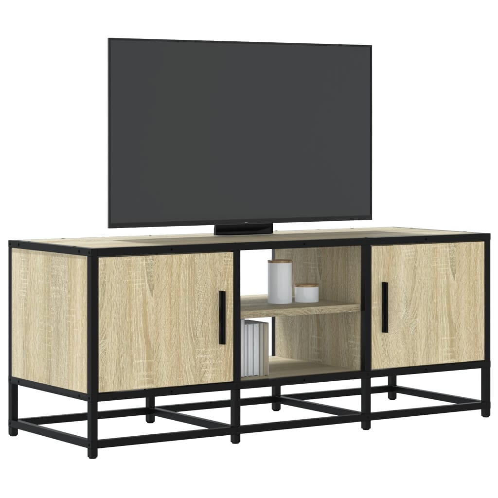 Tv-meubel 100x35x41 cm bewerkt hout metaal sonoma eikenkleurig