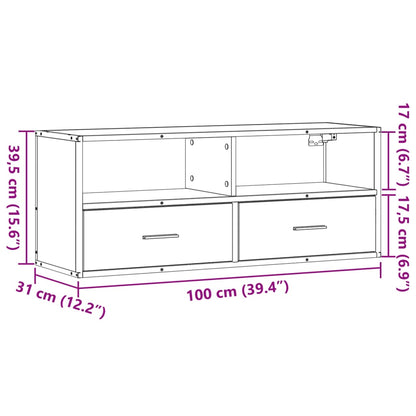 Tv-meubel 100x31x39,5 cm bewerkt hout en metaal zwart