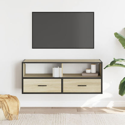 Tv-meubel 100x31x39,5cm bewerkt hout metaal sonoma eikenkleurig