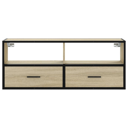 Tv-meubel 100x31x39,5cm bewerkt hout metaal sonoma eikenkleurig