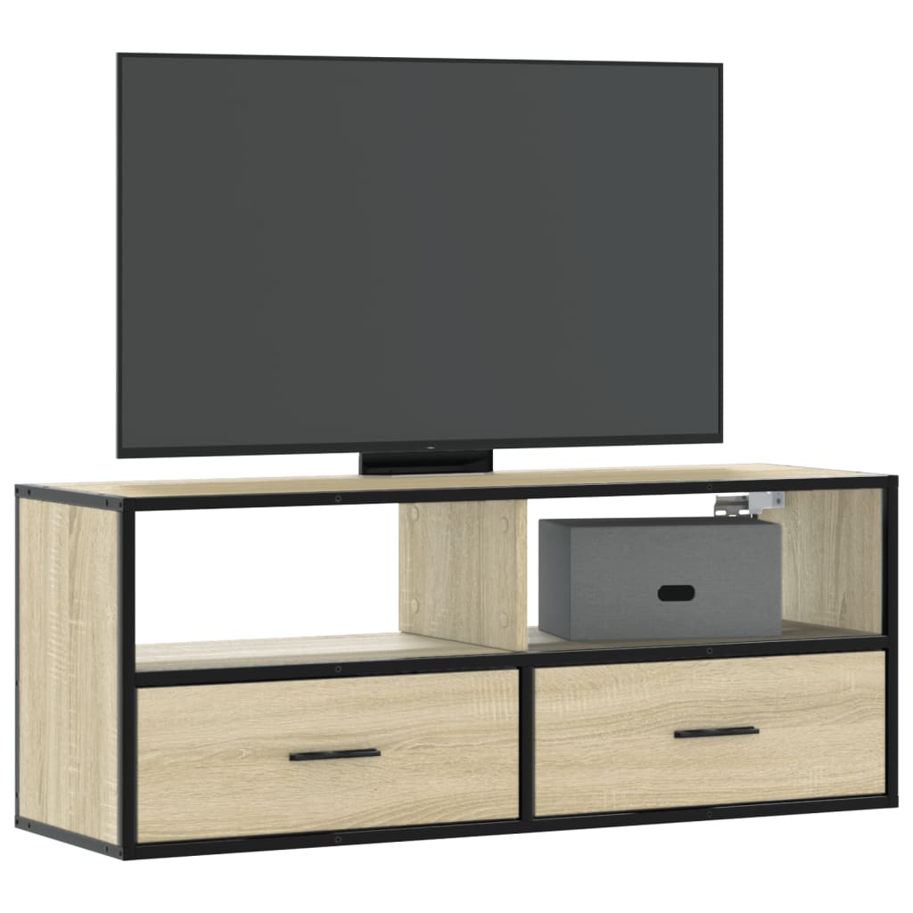 Tv-meubel 100x31x39,5cm bewerkt hout metaal sonoma eikenkleurig