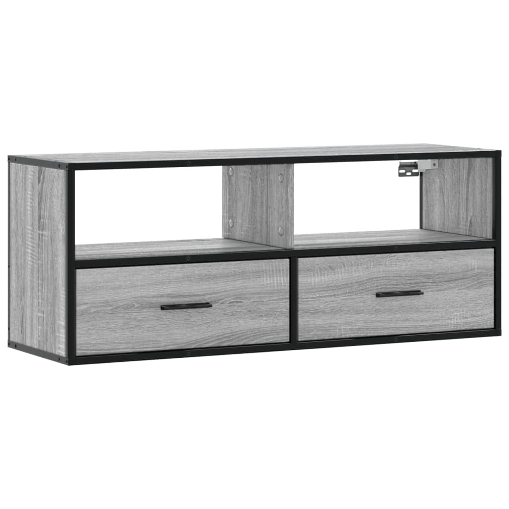 Tv-meubel 100x31x39,5 cm bewerkt hout metaal grijs sonoma eiken