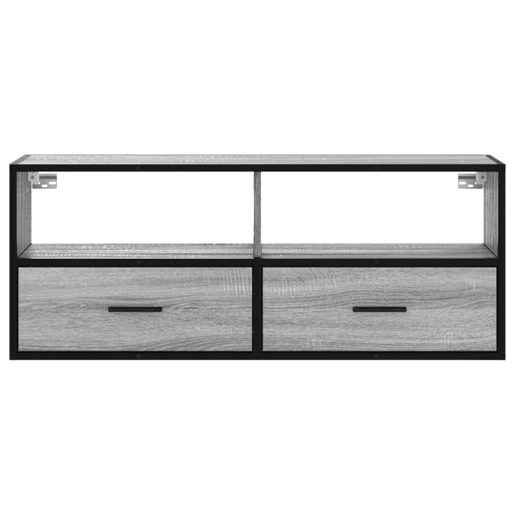 Tv-meubel 100x31x39,5 cm bewerkt hout metaal grijs sonoma eiken