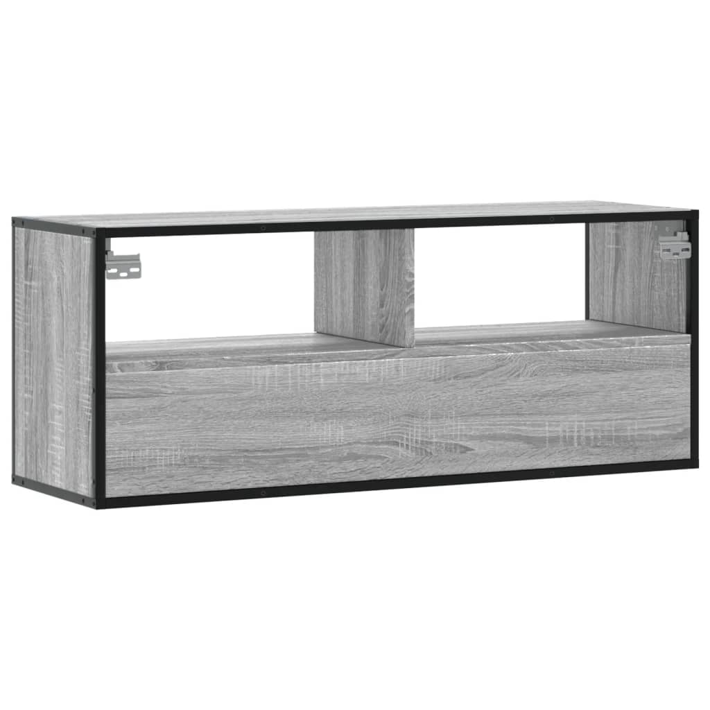 Tv-meubel 100x31x39,5 cm bewerkt hout metaal grijs sonoma eiken