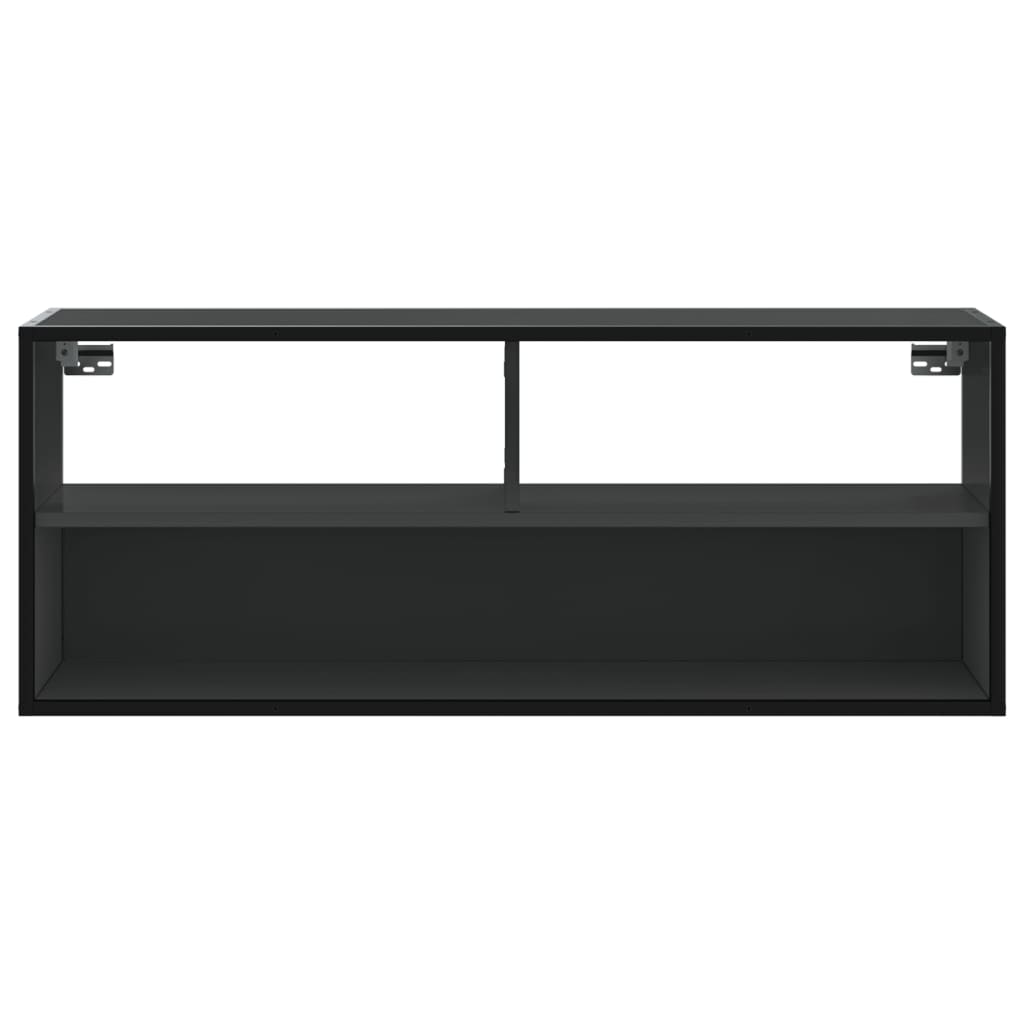 Tv-meubel 100x31x39,5 cm bewerkt hout en metaal zwart