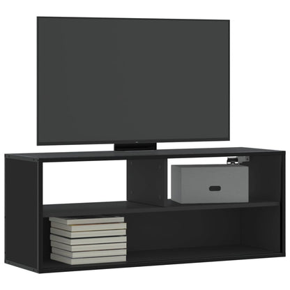 Tv-meubel 100x31x39,5 cm bewerkt hout en metaal zwart