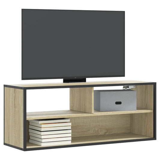 Tv-meubel 100x31x39,5cm bewerkt hout metaal sonoma eikenkleurig