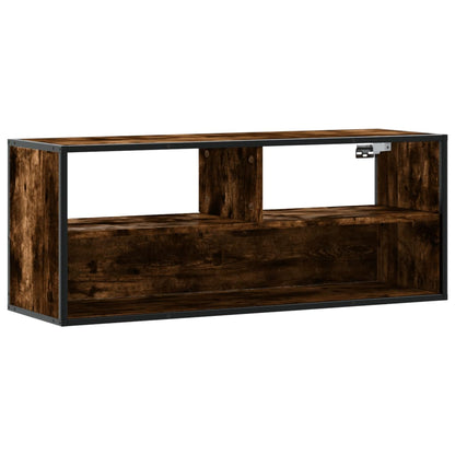 Tv-meubel 100x31x39,5 cm bewerkt hout metaal gerookt eikenkleur