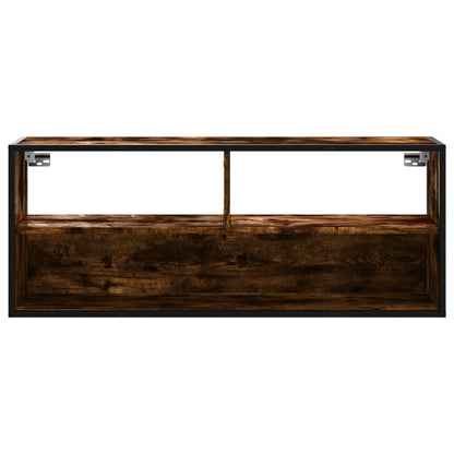 Tv-meubel 100x31x39,5 cm bewerkt hout metaal gerookt eikenkleur