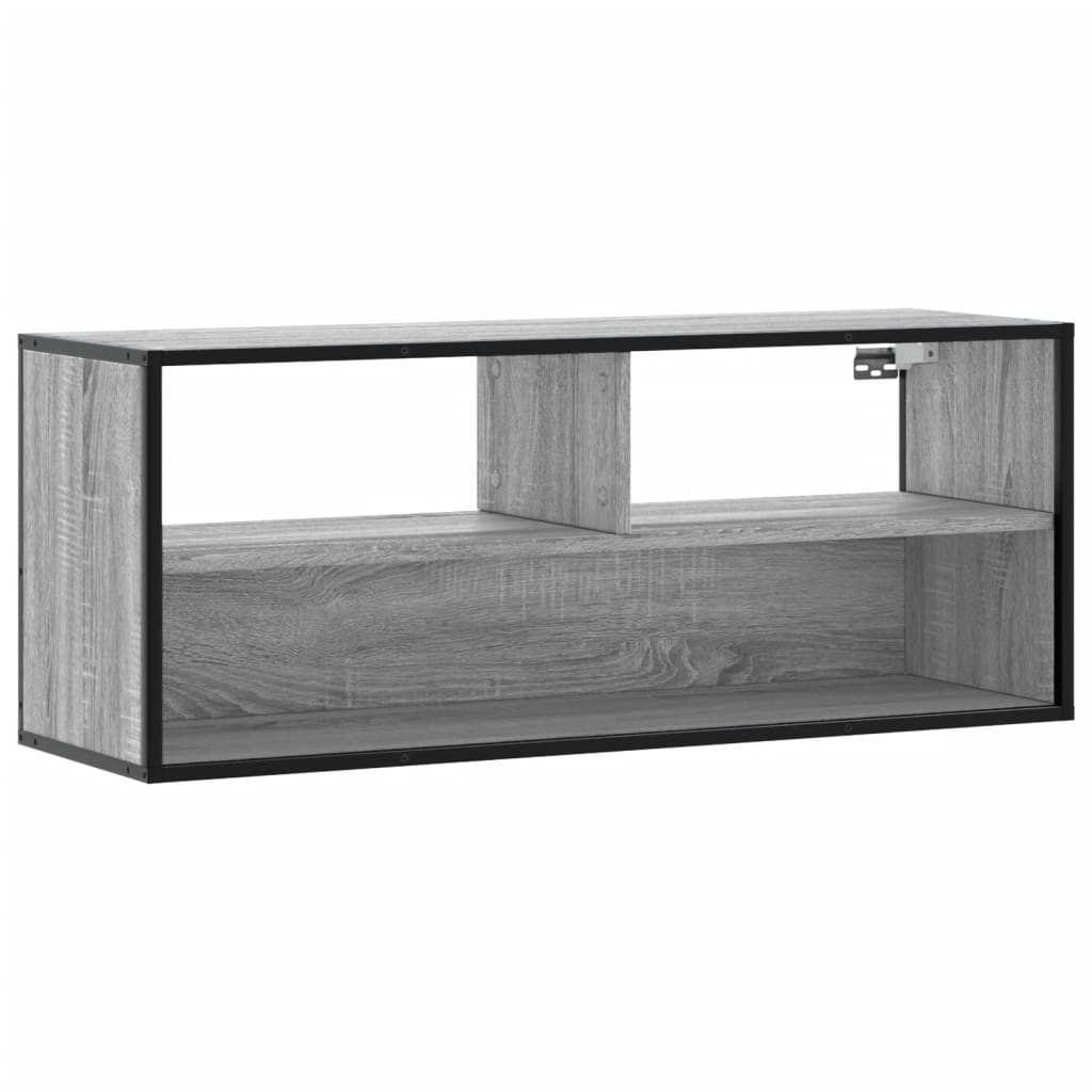 Tv-meubel 100x31x39,5 cm bewerkt hout metaal grijs sonoma eiken