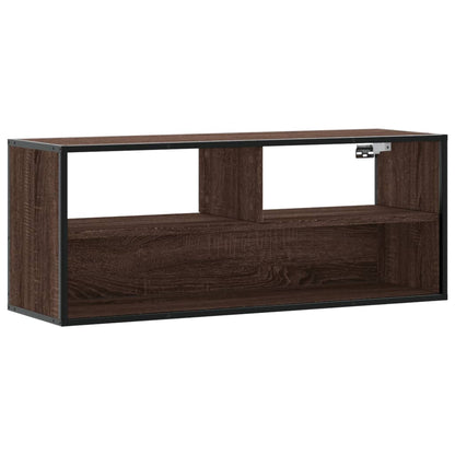 Tv-meubel 100x31x39,5 cm bewerkt hout metaal bruin eikenkleurig