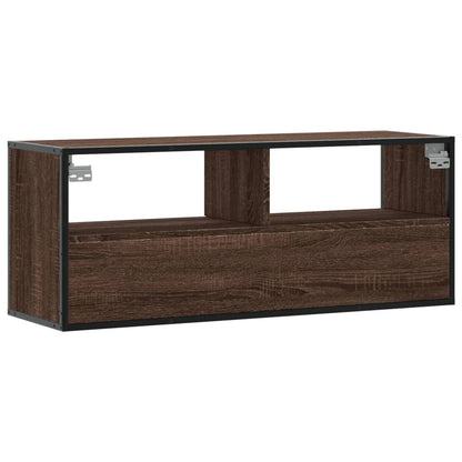 Tv-meubel 100x31x39,5 cm bewerkt hout metaal bruin eikenkleurig