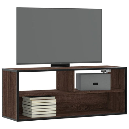 Tv-meubel 100x31x39,5 cm bewerkt hout metaal bruin eikenkleurig