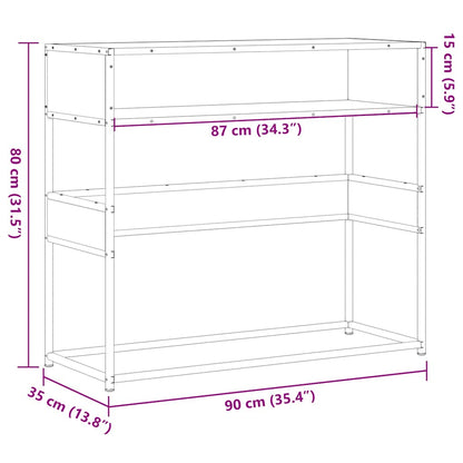 Wandtafel 90x35x80 cm bewerkt hout gerookt eikenkleurig