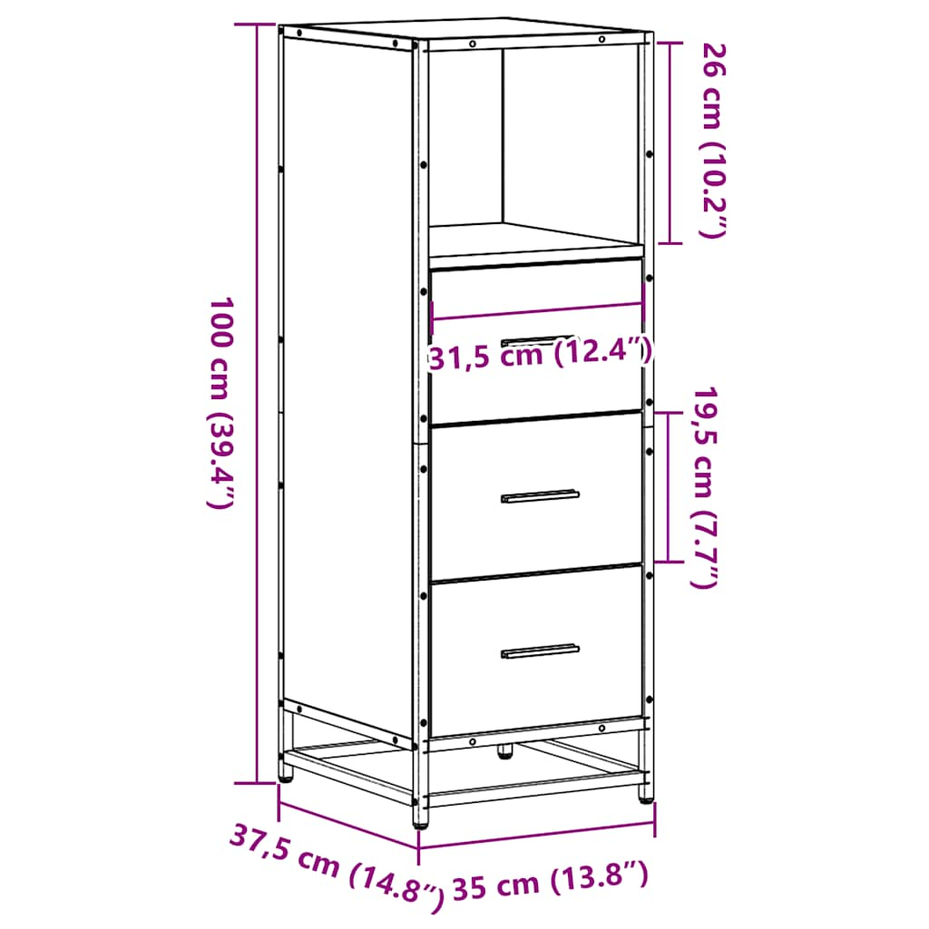 Badkamerkast 35x37,5x100 cm bewerkt hout sonoma eikenkleurig