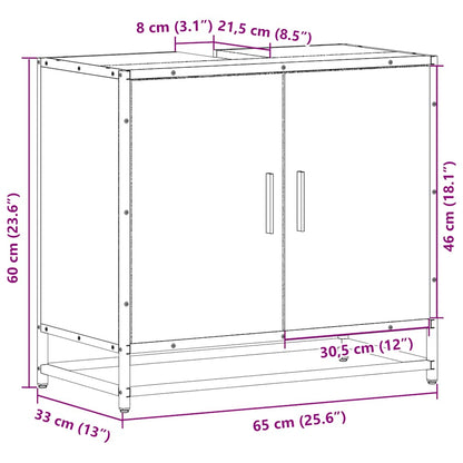 Wastafelkast 65x33x60 cm bewerkt hout zwart