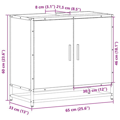 Wastafelkast 65x33x60 cm bewerkt hout sonoma eikenkleurig