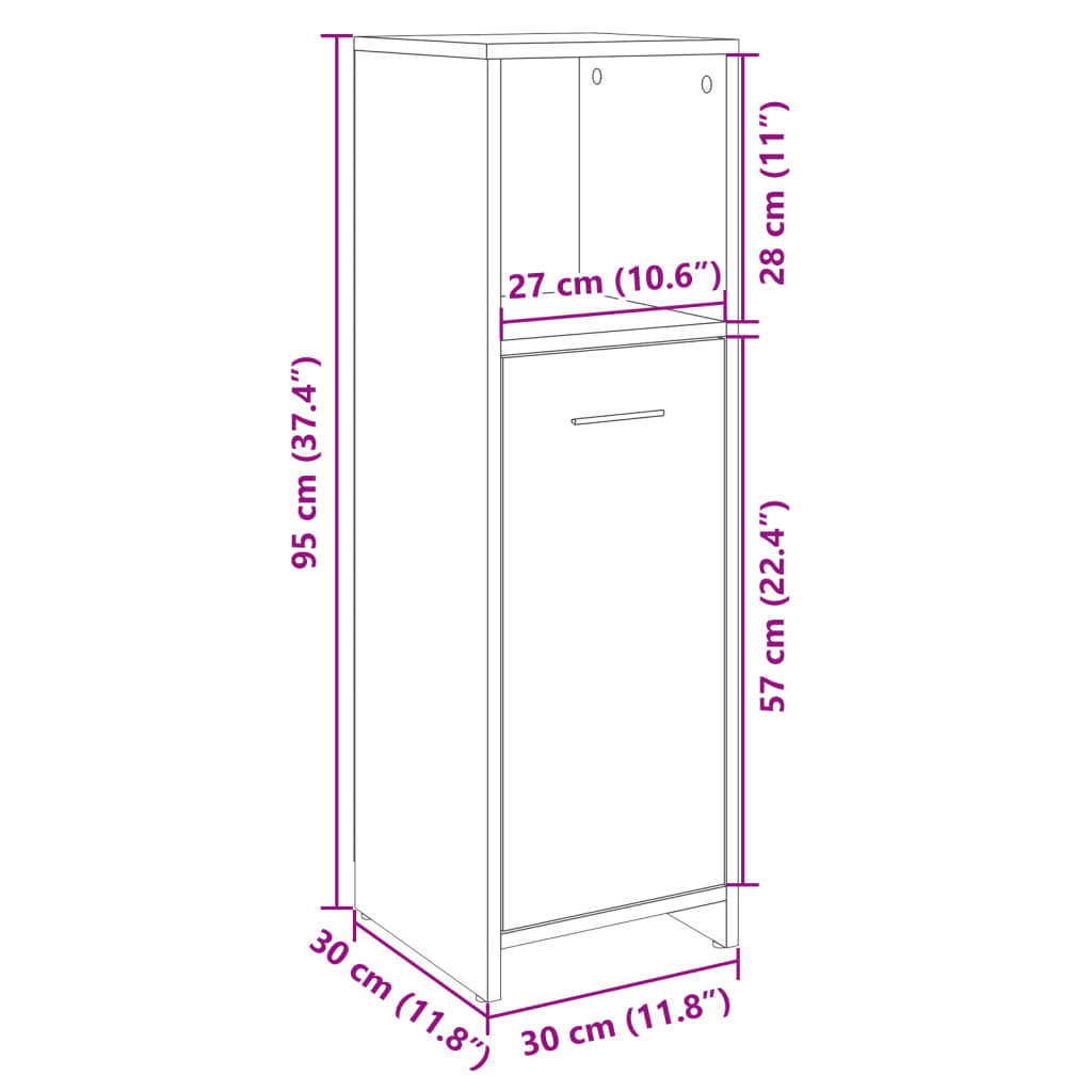 Badkamerkast 30x30x95 cm spaanplaat sonoma eikenkleurig