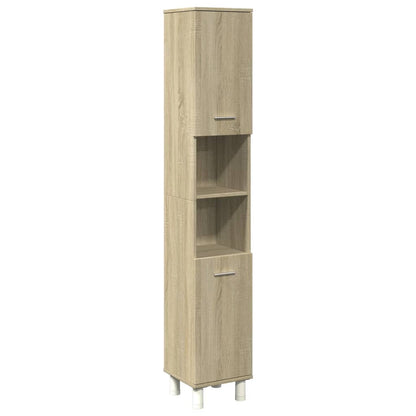 Badkamerkast 30,5x30x179 cm bewerkt hout sonoma eikenkleurig