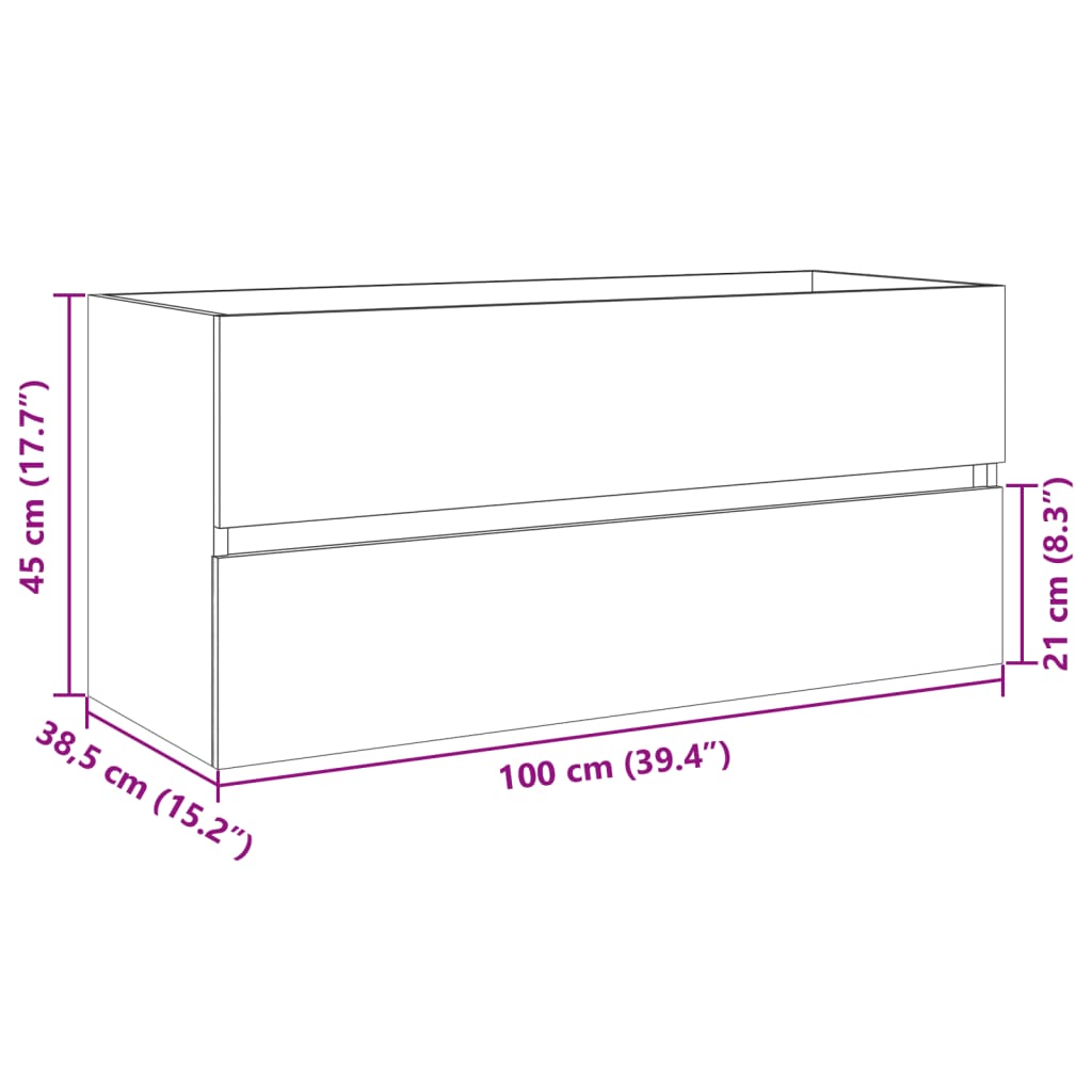 Wastafelkast 100x38,5x45 cm bewerkt hout sonoma eikenkleurig