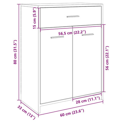 Badkamerkast 60x33x80 cm spaanplaat sonoma eikenkleurig