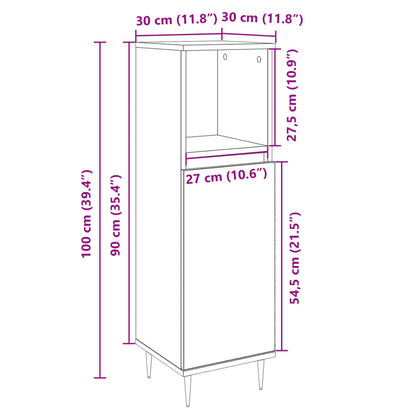 Badkamerkast 30x30x100 cm bewerkt hout sonoma eikenkleurig