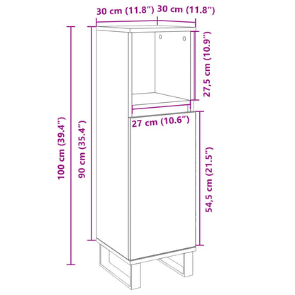 Badkamerkast 30x30x100 cm bewerkt hout sonoma eikenkleurig