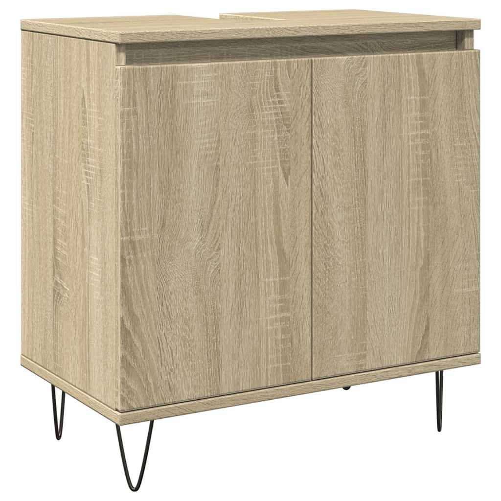 Badkamerkast 58x33x60 cm bewerkt hout sonoma eikenkleurig