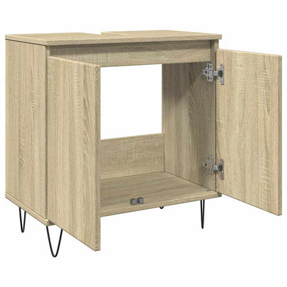 Badkamerkast 58x33x60 cm bewerkt hout sonoma eikenkleurig